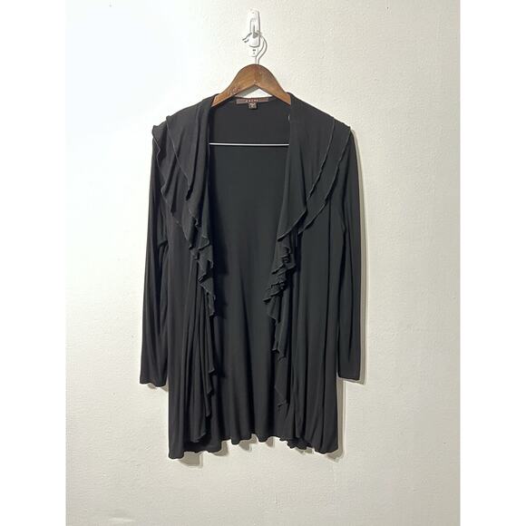 Y2K Black Goth Fairy Ruffle frilly Cardigan Large Whimsigoth Fairygrunge Soft - Picture 3 of 14